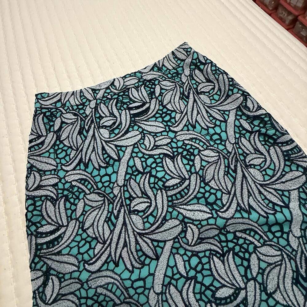 Maeve Tallulah Lace Overlay Blue Pencil Skirt Sz 6 Anthropologie - Picture 13 of 13